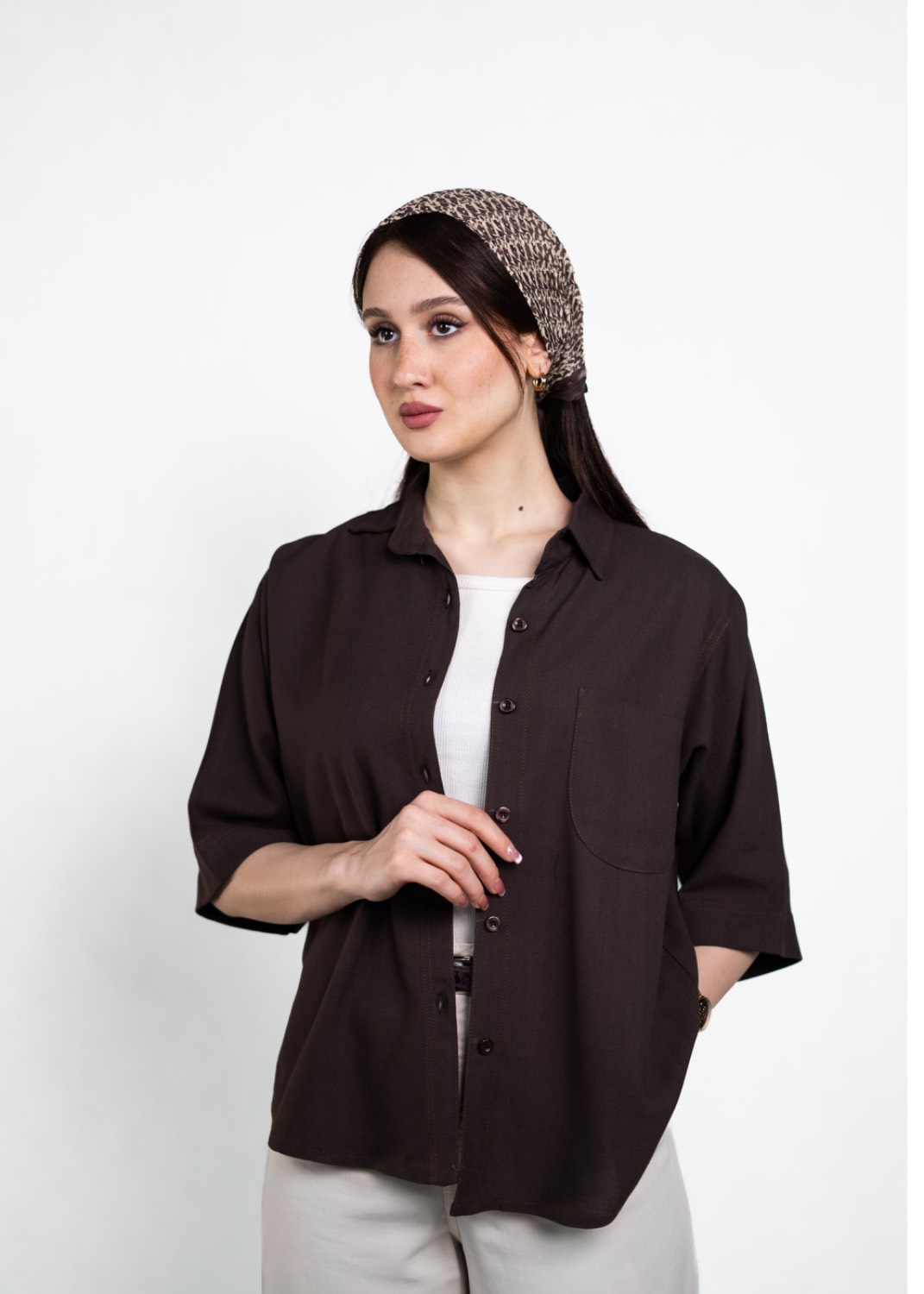 لینن ویسکوز قهوه ای