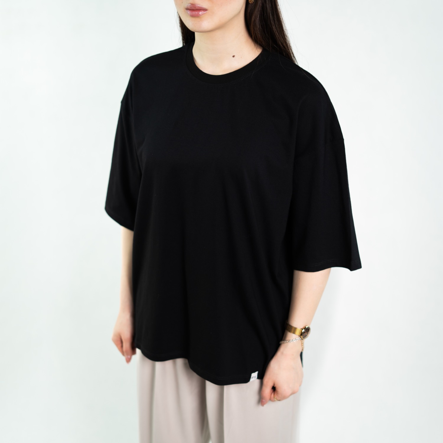 t-shirt basic black تیشرت پنبه بیسک سیاه