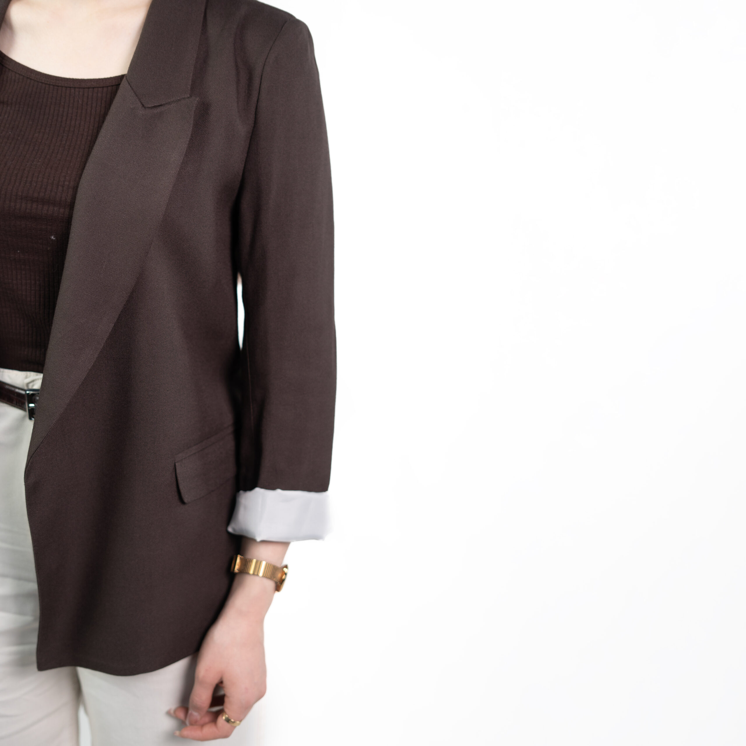 03 کت لینن آستین پاکتی قهوهای